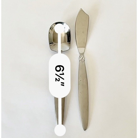 2 Pc Pfaltzgraff stainless 18/0 Laurel Frosted handle Butter Knife & Sugar Spoon - Picture 6 of 7